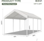 Aoxun 10x20 ft Heavy Duty Carport with Tarp & Wind Resistance Portable Carport Car Tent Outdoor Car Port with Tear Resistant Canopy, No Sidewall - White - Image 8