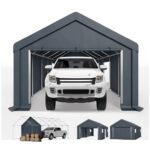Sophia & William Carport Storage Shed 13x24 ft Portable, Heavy Duty Car Port Canopy Garage Shelter with Sidewalls and Roll Up Doors for Automobile Boat Motorcycle Bike, Gray