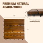 10 pcs Premium Acacia Wood Interlocking Decking Tiles – 12x12x0.9in Weatherproof Patio Flooring Outdoor – Interlocking Deck Tiles for Balcony, Backyar & Poolside, All-Weather Use (Golden Teak Finish) - Image 2
