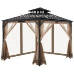OIPUNSHLE Gazebo Universal Replacement Mosquito Netting, 10'x12' Gazebo Netting Outdoor, 4-Panel Screen Walls for Outdoor Patio with Zipper (Mosquito Net Only) (Brown)