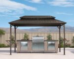 PURPLE LEAF 6.5' X 12' Hardtop Grill Gazebo for Patio Permanent Metal Roof with 2 Side Shelves Deck Yard Tent Aluminum Garden Outside Sun Shade Outdoor BBQ Canopy - Image 2