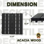 VICTORY RELAX Acacia Wood Decking Tiles 9PCS - Easy Snap Interlocking Deck Tiles for Patio Poolside Balcony Decor - All Weather Waterproof Flooring for Indoor & Outdoor (Round Joints) - Image 6