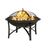 Fire Beauty Fire Pit for Outside Wood Burning,BBQ Grill Steel Fire Bowl with Spark Screen Cover,Log Grate,Poker for Camping Beach Bonfire Picnic Backyard Garden - Image 8