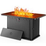 Ciays 43-Inch Rectangular Propane Fire Pit with 60,000 BTU Output, Gas with Cover and Rocks, Table CSA-Certified 2 in 1Table Gatherings Parties with 304 Stainless Steel H-Burner