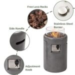COSIEST Outdoor Propane Fire Pit Table w Compact Ledgestone 16-inch Round Graphite Base and Glass Wind Guard, Certified, 40,000 BTU, Free Lava Rocks, Touch-up Pen, Fits 20lb (Grey) - Image 3