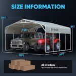 Quictent 20x20 ft Heavy Duty 2 Car Metal Carport, Outdoor Garage Shelter with Pre-Drilled Holes, 30 PSF Snow Load, UV & Rust Resistant for Cars, Boats, Equipment - Image 5