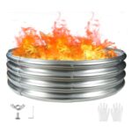 4FT Diameter Camp Fire Ring Pit, Large Round Galvanized Steel Fire Pit, Heavy Duty Steel Fire Pit Silver for Backyard, Camping, Bonfire (4x4x1FT)