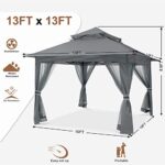 MASTERCANOPY Patio Gazebo Outdoor Pop Up Gazebo with Mesh Walls (13x13,Dark Gray) - Image 2