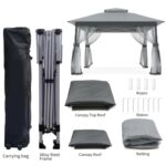 Auraway Outdoor Pop-Up Gazebo with Insect Screen & Dual-Layer Weatherproof Roof – Lightweight Gazebo for Camping, Beach Parties, Garden, and Backyard Events (Grey) (11x11) - Image 5