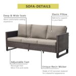 HUMMUH 5 Piece Patio Furniture Set with Fire Pit Table 41in 55,000 BTU,Wicker Outdoor Conversation Sets - Outdoor Swivel Rocker Chairs Patio Sofa for Porch,Garden,Backyard - Image 3