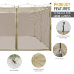 CROWN SHADES Gazebo Mosquito Net for 10 x 10 Pop Up Canopy - Patio Gazebo Mesh Sidewall with Zipper for Outdoor Tent, Garden and Backyard (4 Packs,Khaki) - Image 5