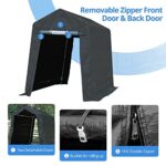 ADVANCE OUTDOOR 6x8 ft Outdoor Portable Storage Shelter Shed with 2 Roll up Zipper Doors & Vents Carport for Motorcycle Waterproof and UV Resistant Portable Garage Kit Tent, Gray - Image 3