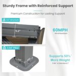 Domi 12' x 20' Lean to Gazebo, Wall Mounted Gazebos Pergola with Built in Drainage System, Galvanized Steel Roof, Hardtop Patio Shelter for Deck, Porch, Backyard and More - Image 3