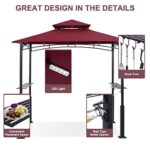 ABCCANOPY 8x5 Grill Gazebo - Outdoor BBQ Canopy Shelter with Led Light for Patio Backyard Grilling (Burgundy) - Image 5