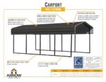 Arrow CPHC102007 Heavy Duty Galvanized Steel Metal Multi-Use Shelter, Shade, Carport, 10' x 20' x 7' - Image 10
