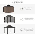 YMGSCC 12'x10' Outdoor Hardtop Gazebo with Aluminum Frame, Gazebo Canopy with Curtains Netting for Gardens, Patios, Backyards - Image 4