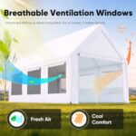 Finfree Heavy Duty 12x20 ft Carport Tent with Ultra-High Peak & Ventilation Windows, Waterproof Outdoor Canopy Shelter for Events, Storage, Parking & Wedding - White - Image 3