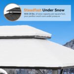 Modern Shade The Horizon Hardtop Gazebo 10' x 12' with 4 LED Lights, Permanent Outdoor Gazebo with Galvanized Steel Double Roof, Grill Pavilion with Decor Hooks, Mosquito Nettings, Black - Image 6