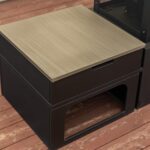 Deko Living 70 Inch Rectangular Outdoor Steel Woodburning Fireplace with Side Tables - Integrated Log Storage and Log Poker - Image 7