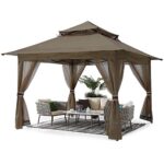 ABCCANOPY Pop Up Gazebo 13x13 - Outdoor Canopy Tent with Mosquito Netting for Patio Garden Backyard (Brown)
