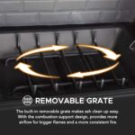 SUNJOY Outdoor Fireplace with Wood Storage and Chimney, Patio Wood Burning Fire Pit with Mesh Spark Screen Doors, Fire Poker, and Removable Grate, for Patio Garden Deck Backyard, Copper and Black - Image 5