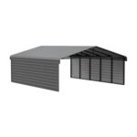 Arrow 2-Sided 20x24x07 Enclosure Galvanized Steel Carport- Charcoal (CPHC202407ECL2) - Image 7
