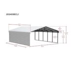 Arrow 1-Sided 20x24x9 Galvanized Steel Carport Kit - Charcoal (CPHC202409ECL1) - Image 4