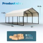 Quictent 12x20 ft Heavy Duty Metal Carport for Vehicle Storage Snowproof & Windproof Steel Car Shelter - Image 5
