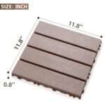 44 Pack Interlocking Deck Tiles, 12"x12"x0.8" Plastic Patio Flooring Outdoor Waterproof, All Weather Use for Balcony Porch Backyard Poolside（Brown,Stripe） - Image 7