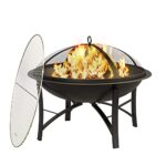 Fire Beauty Fire Pit for Outside Wood Burning,BBQ Grill Steel Fire Bowl with Cooking Grate,Spark Screen Cover,Log Grate,Poker for Camping Beach Bonfire Picnic Backyard Garden - Image 8