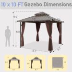 Yardsight Hardtop Gazebo 10' x 10', Outdoor Aluminum Frame Galvanized Steel Double Roof Pavilion with Netting and Shaded Curtains, Permanent Metal Pergolas for Patio, Backyard, Deck and Lawns. - Image 2