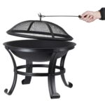 22 Inches Portable Fire Pit Outdoor Wood Burning Steel Lightweight BBQ Grill Firepit Bowl with Log Grate&Poker for Outside Patio Campfire Bonfire Backyard - Image 7