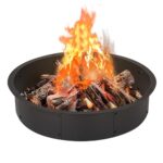 OUSHENG 36 Inch Round Fire Pit Ring Insert for Outside Wood Burning, 39 Inch Outer Large Solid Steel Firepit Liner for Above or In-Ground Outdoor DIY Camping Garden Patio Backyard