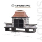 SUNJOY Outdoor Fireplace with Wood Storage and Chimney, Patio Wood Burning Fire Pit with Mesh Spark Screen Doors, Fire Poker, and Removable Grate, for Patio Garden Deck Backyard, Copper and Black - Image 10