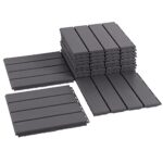 Interlocking Deck Tiles, 12 PCS 12"" x 12"" Patio Tiles Waterproof Plastic Outdoor Flooring Covering All Weather for Walkway Front Porch Poolside Balcony Backyard （Grey)