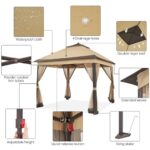 Yaheetech 11x11 Pop Up Gazebo Outdoor Canopy Shelter, Instant Patio Gazebo Sun Shade Canopy Tent with 4 Sandbags, Double Tiers & Mesh Netting for Lawn, Garden, Backyard & Deck, Khaki - Image 4