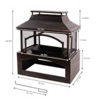 Red Mountain Valley 37" Fire Pits with Wood Storage for Outside, Large Wood Burning Outdoor Fireplace with Chimney, Mesh Spark Screen & Fire Poker, Idea for Backyard, Patio, Party, Camping, Picnic - Image 9