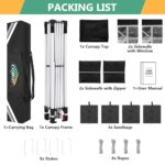 COBIZI 10x10 Easy Pop Up Canopy Tent, Instant Commercial Outdoor Gazebo with 4 Sidewalls, Waterproof and UV Protection 50+ Event Shelter for Camping, Family Parties & Patio with 4 Sandbags,Black - Image 6