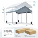 ADVANCE OUTDOOR 12x20 ft Canopy Garage Heavy Duty Carport Car Boat Shelter Party Tent, Adjustable Peak Height from 9.5ft to 11ft, Gray - Image 6