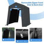 ADVANCE OUTDOOR 6X8 ft Outdoor Portable Storage Shelter Shed with 2 Rolled up Zipper Doors & Vents Carport for Motorcycle Waterproof and UV Resistant Portable Garage Kit Tent, Gray - Image 3