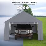 GAOMON Carport 13'x20' Heavy Duty Canopy with 3 Doors & 5 Ventilated Windows, Portable Garage Waterproof Party Tent with Removable Sidewalls for Pickup Truck, and Boat, Grey - Image 3