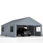 2 Car Carports 20X20 Heavy Duty，Car Ports with 180G Removable Side Walls, Carport Canopy, Portable Car Port Garage, Car Shelter All Weather,Grey - Image 7