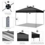 GDY 12x12 Pop Up Canopy Tent with 4 Sidewalls, Easy Set up with One Push Lift Outdoor Silver Coated Beach Gazebos, Carpas for Pool, Events, Parties, and Camping, Black. - Image 6