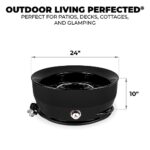 Outland Living Large Outdoor Propane Gas Fire Pit for Outside, 60,000 BTU/h, 24 inch with Lid - Modern Lake Country 800 Fire Bowl Firepit for Patio, Black - Image 4
