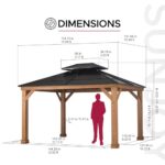 Sunjoy Hardtop Gazebo 11’ x 13’ Outdoor Cedar Framed Wood Gazebo with Black Double Steel Hardtop Roof Permanent Canopy for Garden, Backyard Shade… - Image 8