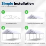 Quictent 10’x20’ Heavy Duty Carport Car Canopy Galvanized Car Boat Shelter with Reinforced Steel Cables-White - Image 9
