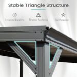 Domi 12' x 20' Lean to Gazebo, Wall Mounted Gazebos Pergola with Built in Drainage System, Galvanized Steel Roof, Hardtop Patio Shelter for Deck, Porch, Backyard and More - Image 8