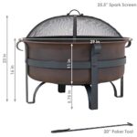 Sunnydaze 29-Inch Wood-Burning Outdoor Fire Pit - Bronze Cauldron Wood Fire Pit for Outside - Includes Poker and Spark Screen - Image 6