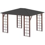 YMGSCC 10' X 12' Steel Gazebo with Waterproof Metal Roof and Wood Grain Metal Frame, Canopy Vertical for Garden, Backyard - Image 3