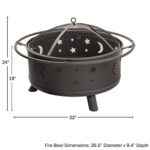 Fire Pit - 32-Inch Outdoor Wood Burning Firepit with Screen, Poker, and Cover - Outdoor Fire Pits for Backyard, Deck, or Patio by Pure Garden (Black) - Image 2